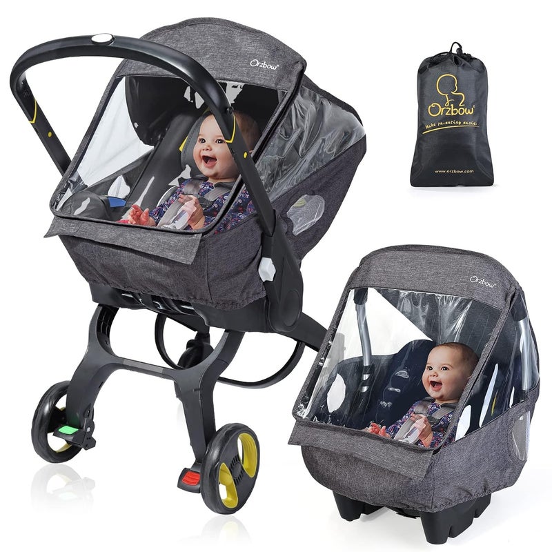 IvyWind Universal Car Seat Rain Cover, Weather Shield for Infant Car Seat with Storage Bag, Side Ventilation & Handle Opening, Provides Extra Protect Baby During The Covid-19, Baby Travel Accessories, Black - Image 1